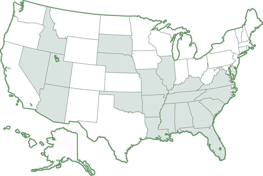 United States map of ratification